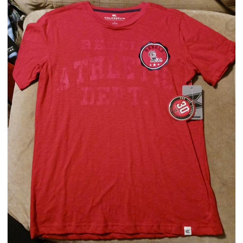 NEW Colosseum Youth Boy's NCAA Ole Miss Rebels‎ Ath Dept Tee, Large 16-18